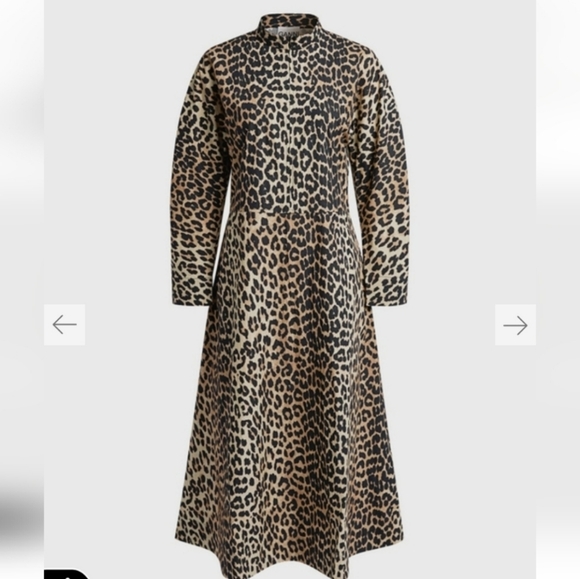 Ganni Leopard Print Front Zip Midi Dress - Picture 3 of 15